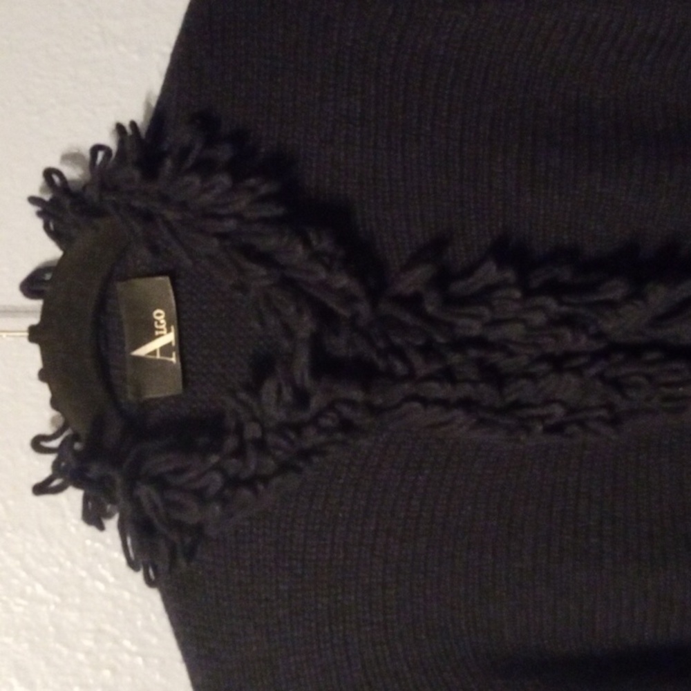 Algo Swizerland Navy 100% Cashmere Loop Ruffle Ne… - image 1